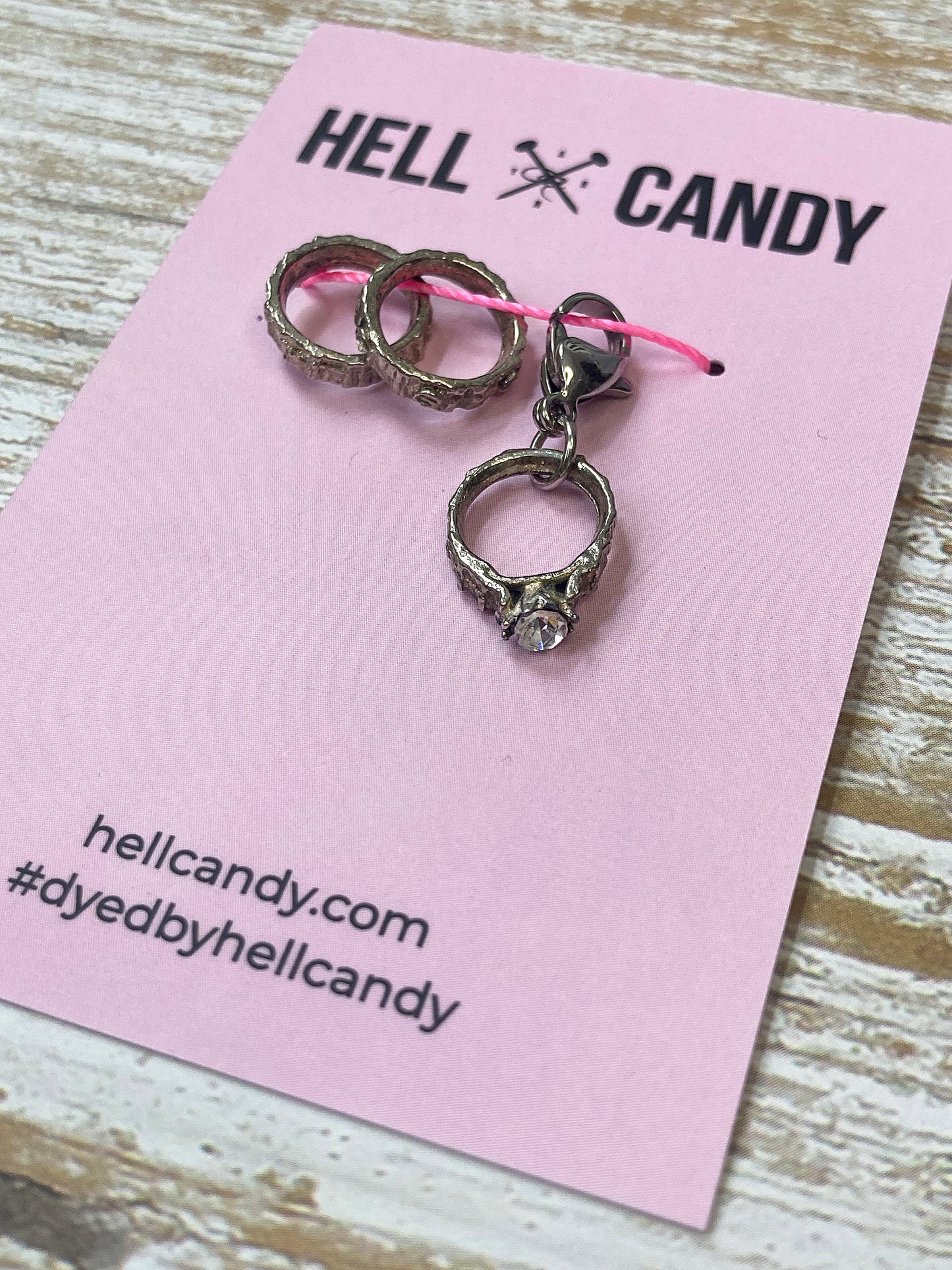 Hellcandy Vintage Stitch Marker - trio of rings