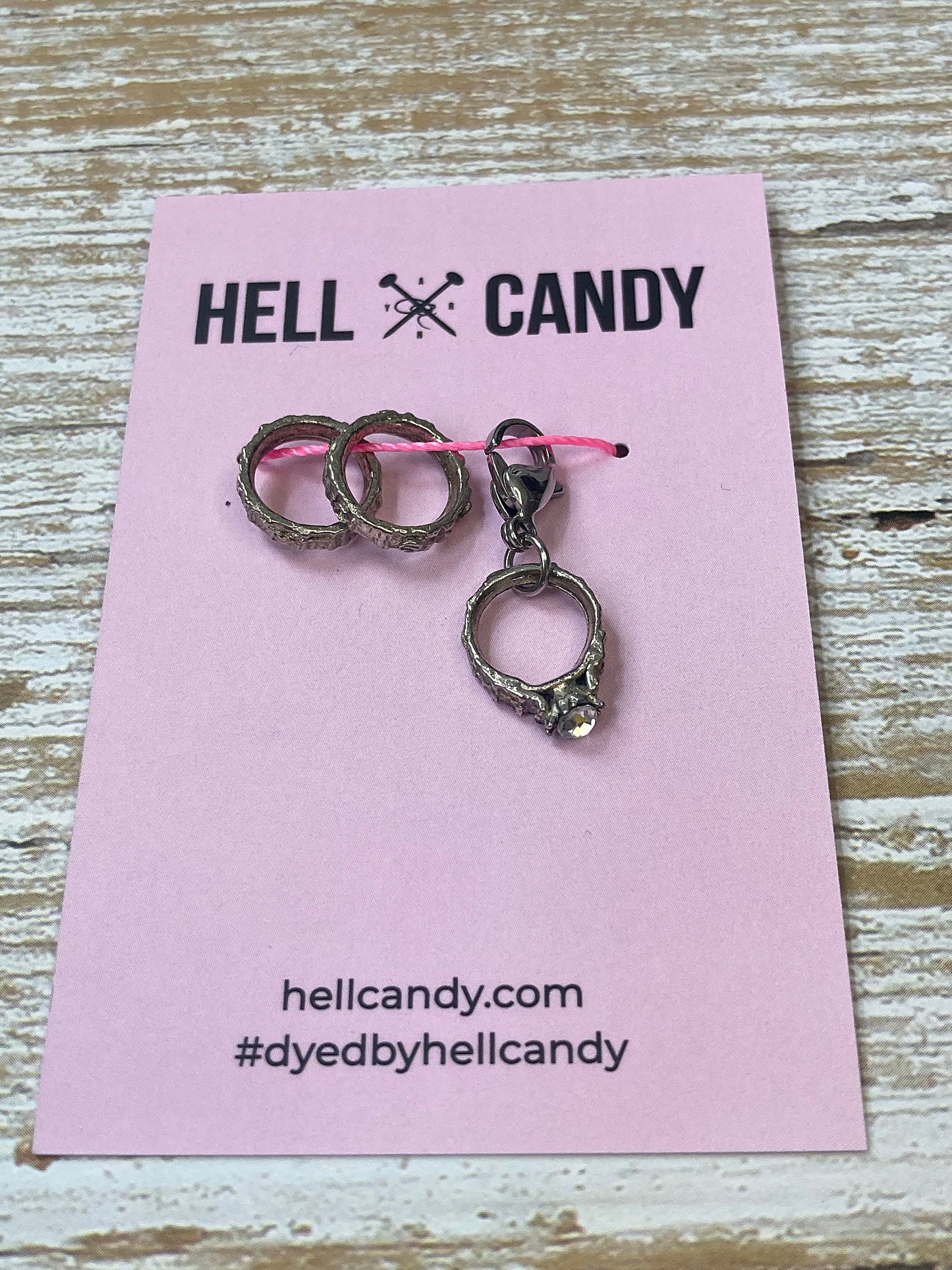 Hellcandy Vintage Stitch Marker - trio of rings