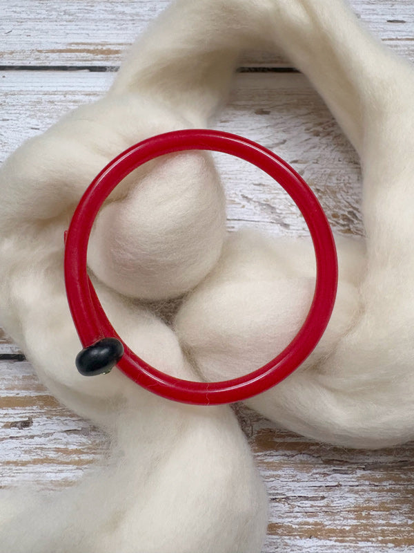 Hellcandy Vintage Knitting Bangle - Festive Special - Red with single green rhine stones