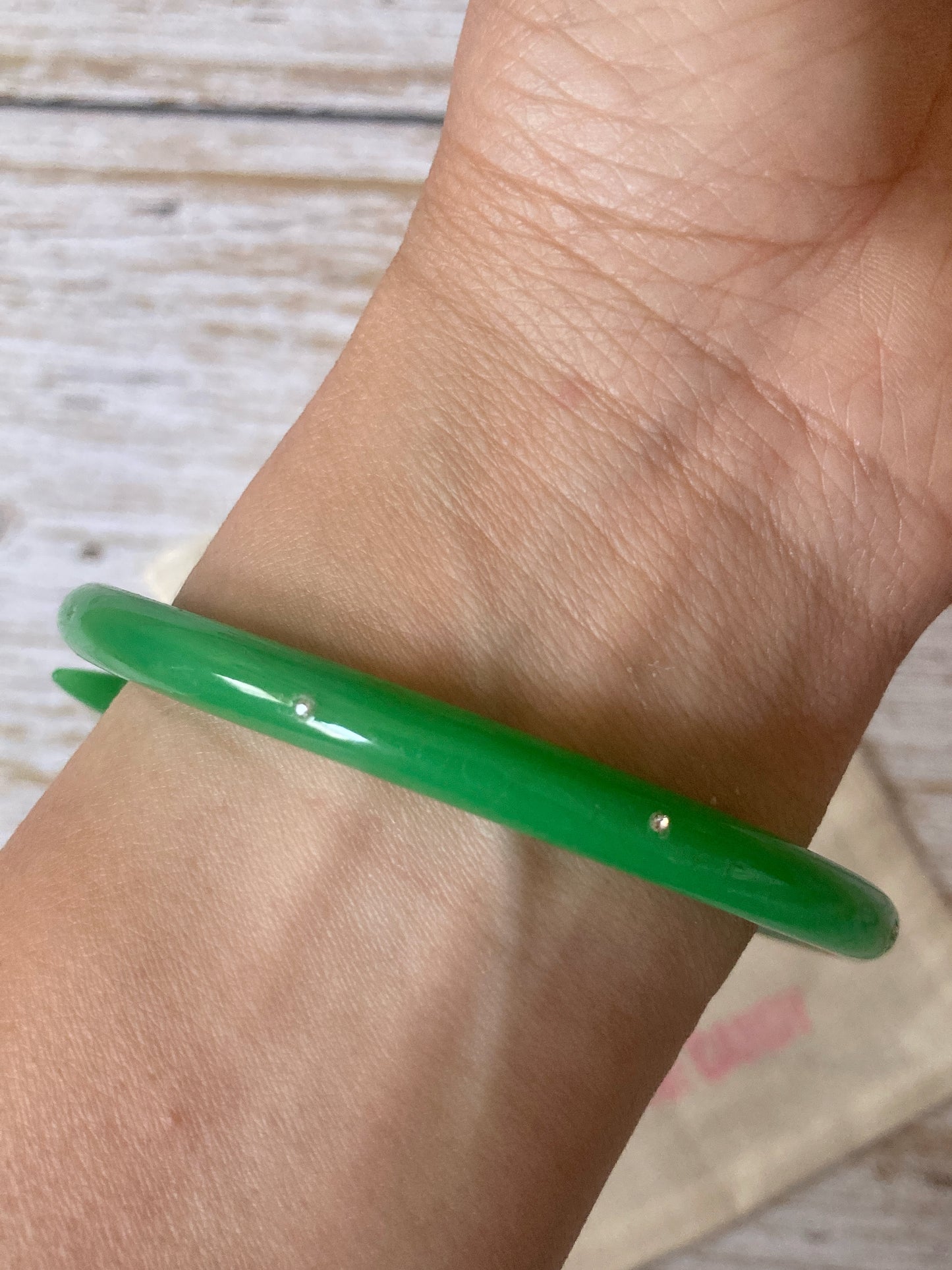 Hellcandy | Knitting Bangle - green with tiny rhinestones