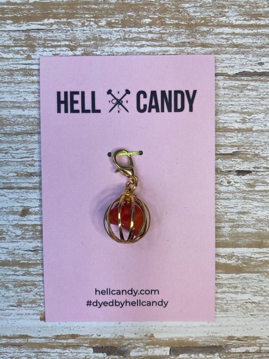 Hellcandy Vintage Stitch Marker - carnelian orb