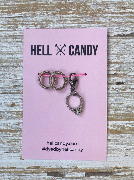 Hellcandy Vintage Stitch Marker - trio of rings