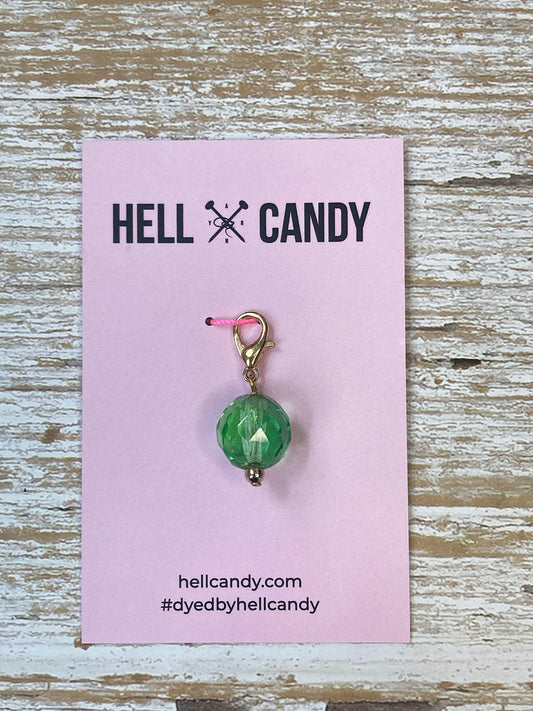 Hellcandy Vintage Stitch Marker - Art Deco green glass