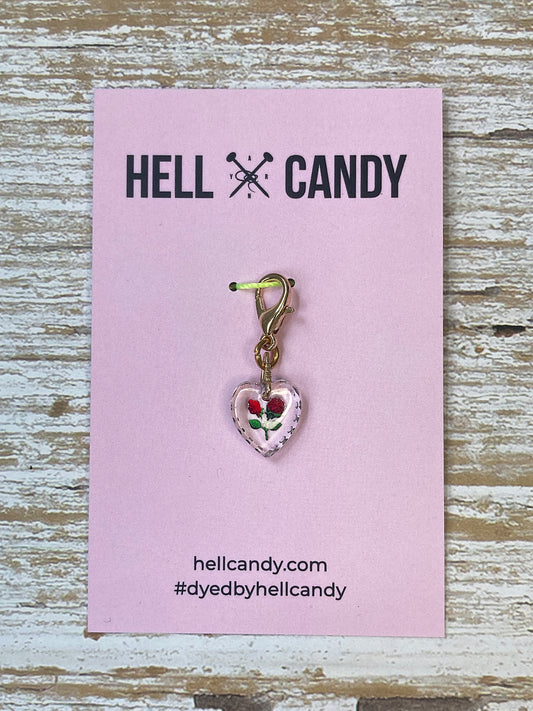 Hellcandy Vintage Stitch Marker - reverse carved love heart