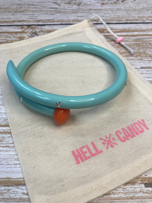 Hellcandy Vintage Knitting Bangle - pale blue with clear diamante crystals