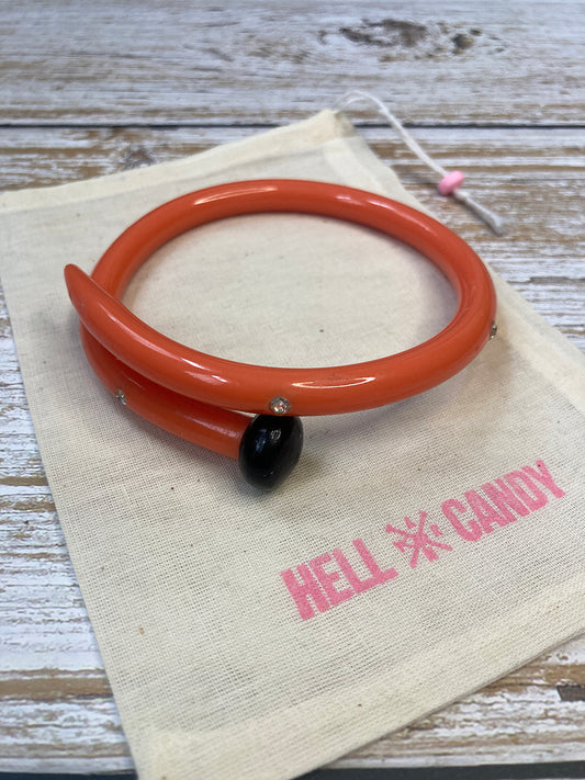 Hellcandy | Knitting Bangle - coral with clear diamante crystals