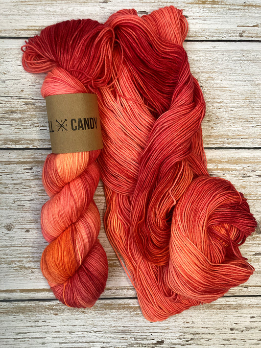 Hell Candy | hand dyed merino blend luxe sock yarn - Lava