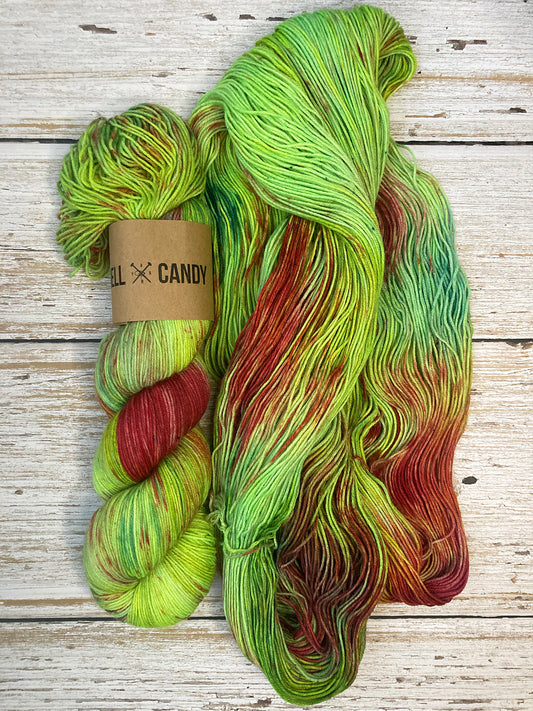 Hell Candy | hand dyed merino blend luxe sock yarn - Parakeet